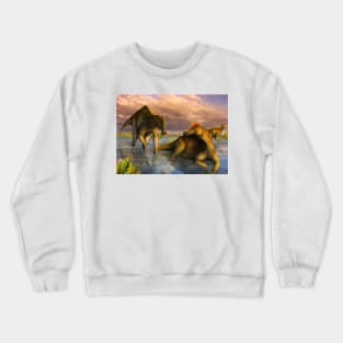 Hypacrosaurus at Dawn Paleoart Crewneck Sweatshirt